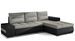 Canapé convertible angle droit tissu gris chiné et simili noir Waker 275 cm - Photo n°1