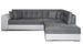 Canapé convertible angle droit tissu gris et simili blanc Pika 260 cm - Photo n°1