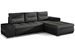 Canapé convertible angle gauche tissu noir chiné et simili noir Waker 275 cm - Photo n°1