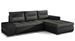 Canapé convertible angle droit tissu noir chiné et simili noir Waker 275 cm - Photo n°1