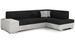 Canapé convertible angle droit tissu noir et simili cuir blanc Polky 272 cm - Photo n°1