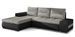 Canapé convertible angle gauche tissu gris chiné et simili noir Waker 275 cm - Photo n°1