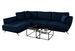 Canapé convertible angle gauche velours bleu marine Savary 280 cm - Photo n°1