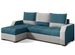 Canapé convertible angle réversible design tissu bleu turquoise et gris clair Zarky 250 cm - Photo n°1