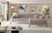 Canapé convertible capitonné angle droit tissu beige et pieds métal noir Lazor 295 cm - Photo n°1