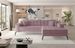 Canapé convertible capitonné angle droit tissu rose et pieds métal noir Lazor 295 cm - Photo n°1