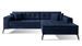Canapé convertible capitonné angle droit velours bleu marine et pieds métal noir Lazor 295 cm - Photo n°1