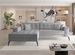 Canapé convertible capitonné angle gauche tissu gris clair et pieds métal noir Lazor 295 cm - Photo n°1