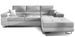 Canapé convertible d'angle droit tissu gris clair et simili cuir blanc avec rangement Wile 280 cm - Photo n°1