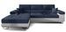 Canapé convertible d'angle gauche tissu bleu foncé et simili cuir blanc avec rangement Wile 280 cm - Photo n°1