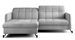 Canapé convertible gauche droit avec têtières réglables velours matelassé gris clair Lory 225 cm - Photo n°1