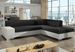 Canapé convertible moderne angle droit tissu noir et simili cuir blanc Plazo 278 cm - Photo n°1