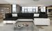 Canapé convertible panoramique bi matières tissu noir et simili cuir blanc avec coffre de rangement Houston 320 cm - Photo n°6