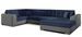 Canapé convertible panoramique tissu bleu marine et simili gris méridienne à droite Diana 340 cm - Photo n°1