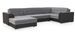 Canapé convertible panoramique tissu gris clair et simili noir méridienne à gauche Diana 340 cm - Photo n°5