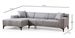 Canapé d'angle à gauche moderne en tissu gris clair avec 2 coussin Tivano 250 cm - Photo n°6