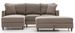 Canapé d'angle convertible avec pouf coffre tissu beige clair Melano 210 cm - Photo n°1