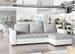 Canapé d'angle convertible et réversible tissu gris clair et simili cuir blanc Zelly 237 cm - Photo n°1