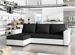 Canapé d'angle convertible et réversible tissu noir et simili cuir blanc Zelly 237 cm - Photo n°1