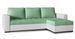 Canapé d'angle convertible et réversible tissu vert clair et simili cuir blanc Zelly 237 cm - Photo n°1