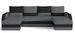 Canapé d'angle convertible panoramique bicolore tissu gris et noir Nordy 307 cm - Photo n°1