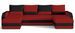Canapé d'angle convertible panoramique bicolore tissu rouge et noir Nordy 307 cm - Photo n°1