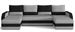 Canapé d'angle convertible panoramique bicolore velours gris clair et gris foncé Nordy 307 cm - Photo n°1