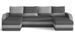 Canapé d'angle convertible panoramique bicolore velours gris clair et gris foncé Nordy 307 cm - Photo n°1