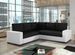 Canapé d'angle convertible simili blanc et tissu noir Travor 235 cm - Photo n°1