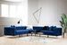 Canapé d'angle droit capitonné velours bleu marine et pieds chromés Herakles 270 cm - Photo n°2