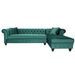 Canapé d'angle droit chesterfield velours vert Rosee - Photo n°1
