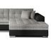 Canapé d'angle droit convertible 4 places tissu gris clair chiné et simili noir Looka 295 cm - Photo n°3