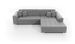Canapé d'angle droit convertible 4 places tissu gris clair chiné et simili noir Looka 295 cm - Photo n°5