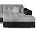 Canapé d'angle droit convertible 4 places tissu gris clair et simili noir Looka 295 cm - Photo n°3