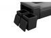 Canapé d'angle droit convertible avec coffre, 2 poufs et niche simili noir tissu gris Dina - Photo n°8