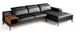 Canapé d'angle droit cuir noir et pieds bois noyer Pandora - Photo n°1