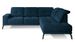 Canapé d'angle droit design matelassé tissu doux brillant bleu minuit et pied noir Kazane 275 cm - Photo n°1