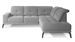 Canapé d'angle droit design matelassé tissu doux brillant gris clair et pied noir Kazane 275 cm - Photo n°1