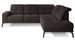 Canapé d'angle droit design matelassé tissu doux brillant marron et pied noir Kazane 275 cm - Photo n°1