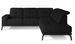 Canapé d'angle droit design matelassé tissu noir et pied noir Kazane 275 cm - Photo n°1