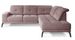 Canapé d'angle droit design matelassé velours rose et pied noir Kazane 275 cm - Photo n°1