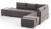 Canapé d'angle droit et 2 poufs tissu marron clair Tikona 280 cm - Photo n°6