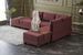 Canapé d'angle droit et 2 poufs tissu rouge Tikona 280 cm - Photo n°3