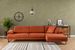 Canapé d'angle droit moderne tissu doux orange pieds métal noir Kustone 274 cm - Photo n°7