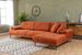 Canapé d'angle droit moderne tissu doux orange pieds métal noir Kustone 274 cm - Photo n°8