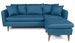 Canapé d'angle droit tissu bleu canard avec pieds en bois naturel Rival 215 cm - Photo n°1