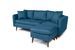 Canapé d'angle droit tissu bleu canard avec pieds en bois naturel Rival 215 cm - Photo n°3