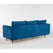 Canapé d'angle droit tissu bleu canard avec pieds en bois naturel Rival 215 cm - Photo n°5