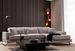 Canapé d'angle droit velours gris avec têtières relevables et pieds metal noir Briko 308 cm - Photo n°1