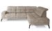 Canapé d'angle droit vintage matelassé tissu vintage effet cuir beige et pied noir Kazane 275 cm - Photo n°1
